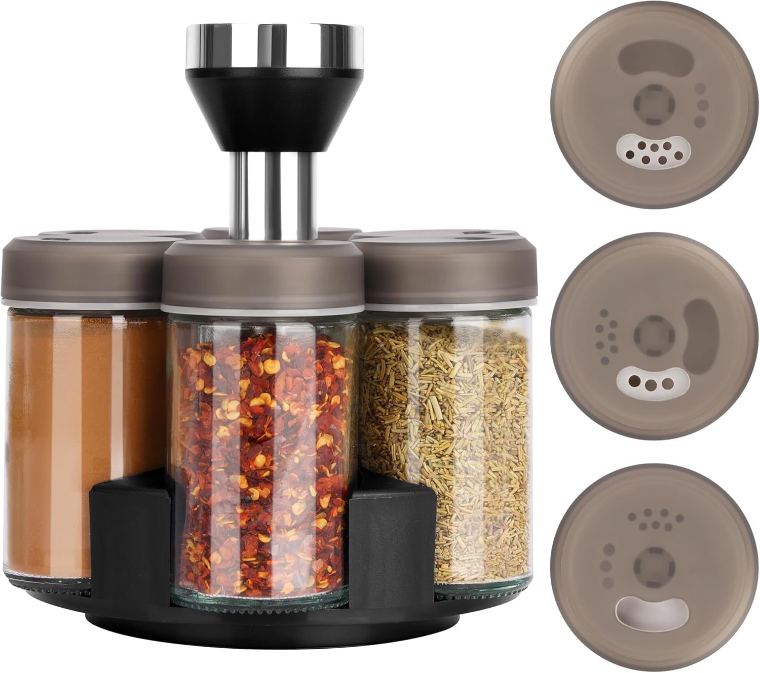CONDIMENTEROS ESPECIERO GIRATORIO SET 6 FRASCOS VIDRIO COCINA 360° - 2
