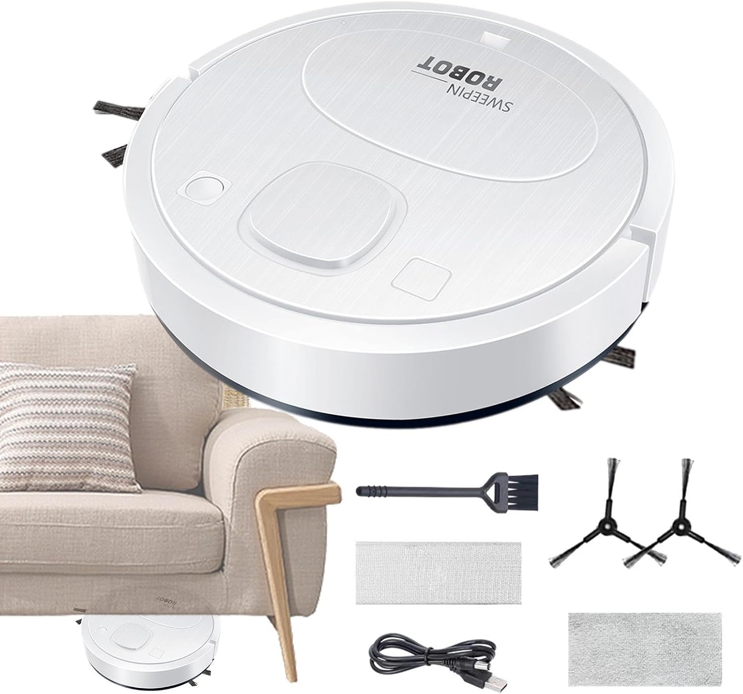ASPIRADORA INTELIGENTE ROBOT PARA POLVO LIMPIEZA CASA RECARGABLE USB - 1