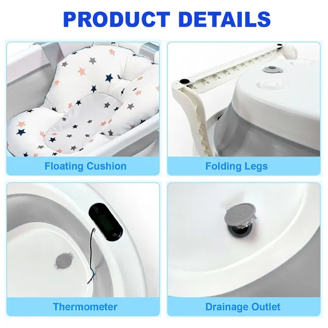 TINA DE BAÑO BEBE TERMOMETRO DIGITAL COJIN ANTIDESLIZANTE - 7