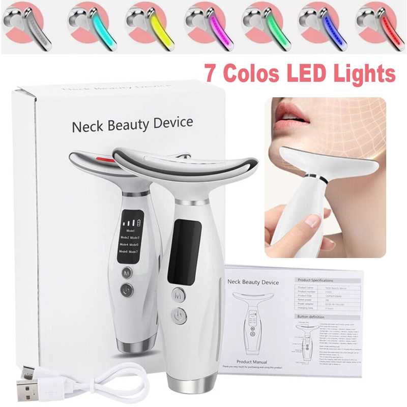 MASAJEADOR FACIAL DISPOSITIVO DE BELLEZA CARA Y CUELLO 5 EN 1 CON LUZ LED Y MASAJE VIBRANTE - 1