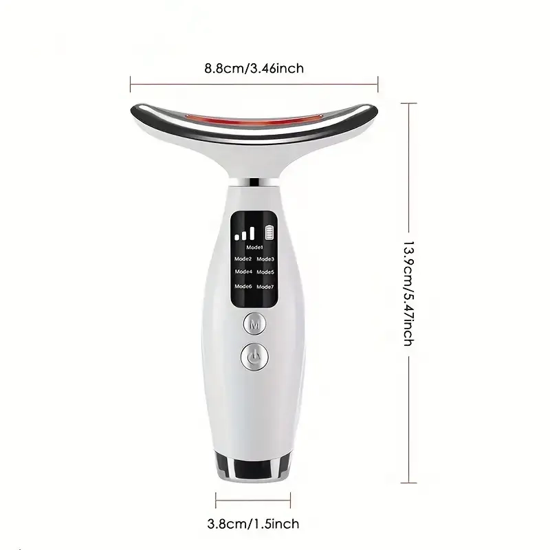 MASAJEADOR FACIAL DISPOSITIVO DE BELLEZA CARA Y CUELLO 5 EN 1 CON LUZ LED Y MASAJE VIBRANTE - 2