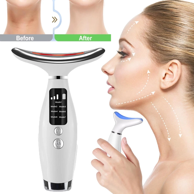 MASAJEADOR FACIAL DISPOSITIVO DE BELLEZA CARA Y CUELLO 5 EN 1 CON LUZ LED Y MASAJE VIBRANTE - 5