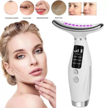 MASAJEADOR FACIAL DISPOSITIVO DE BELLEZA CARA Y CUELLO 5 EN 1 CON LUZ LED Y MASAJE VIBRANTE - 6