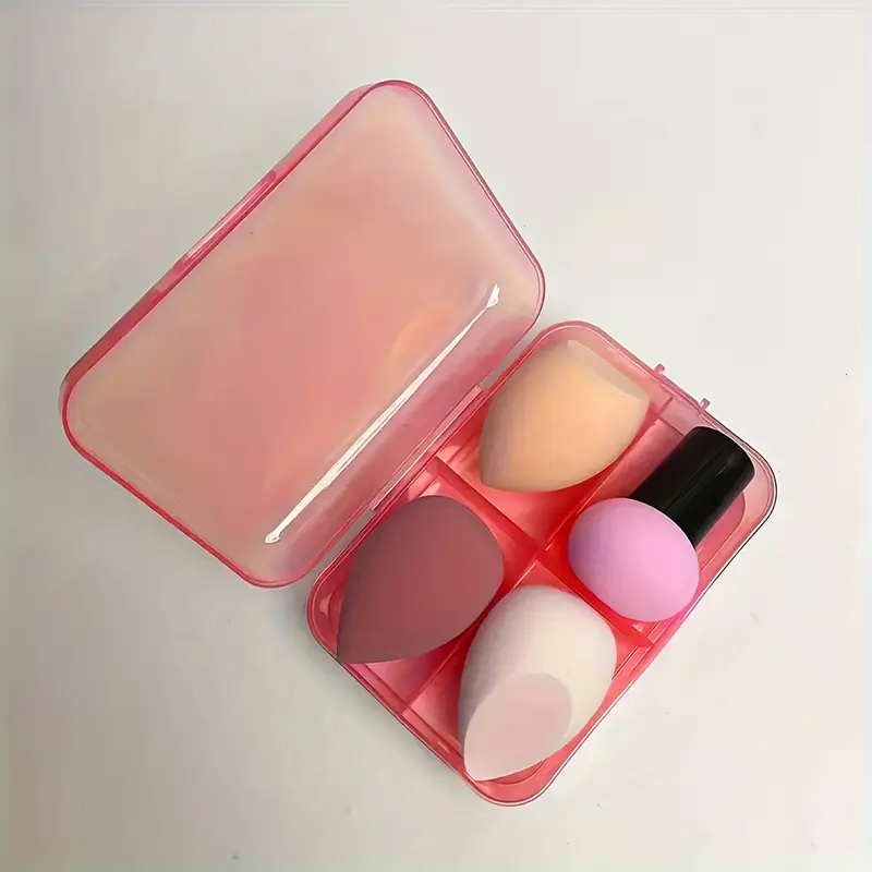 MAQUILLAJE SET ESPONJAS Y BROCHAS KIT 4 EN 1 BASE POLVO LIQUIDO BELLEZA PROFESIONAL - 2