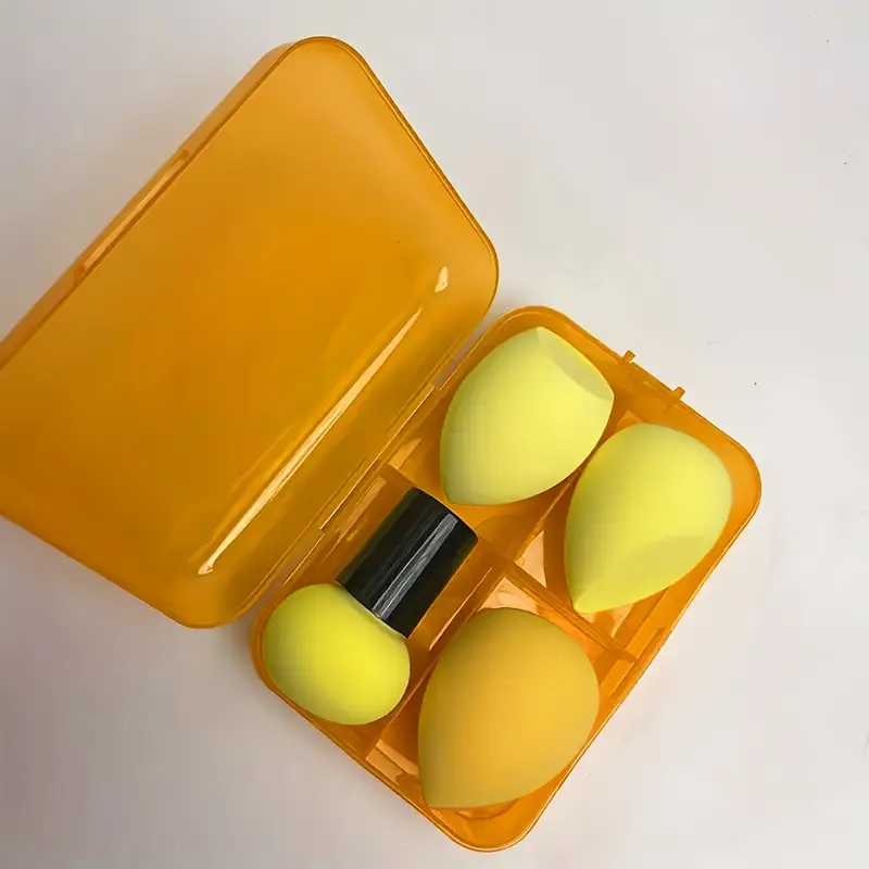 MAQUILLAJE SET ESPONJAS Y BROCHAS KIT 4 EN 1 BASE POLVO LIQUIDO BELLEZA PROFESIONAL - 4