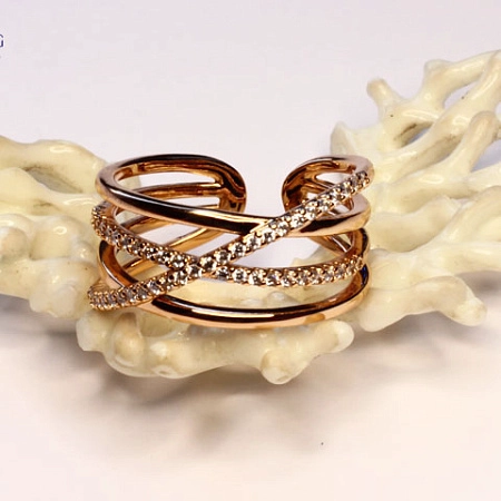 ANILLO SORTIJA CRUZADO AJUSTABLE PARA MUJER JOYERIA FINA ELEGANTE PARA REGALO TALLA 6 - 1