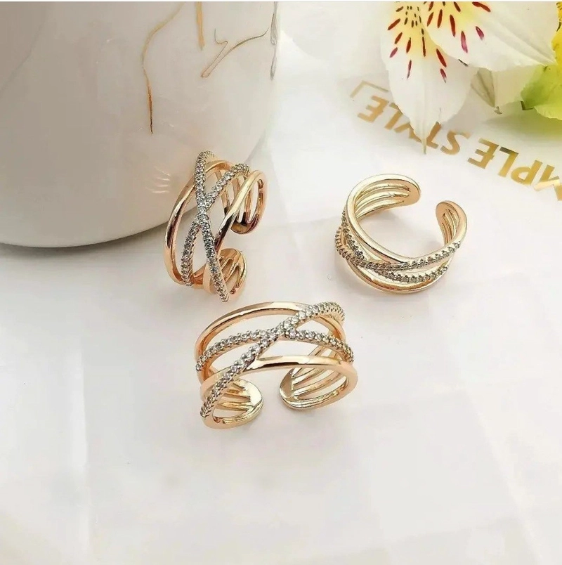 ANILLO SORTIJA CRUZADO AJUSTABLE PARA MUJER JOYERIA FINA ELEGANTE PARA REGALO TALLA 8 - 4