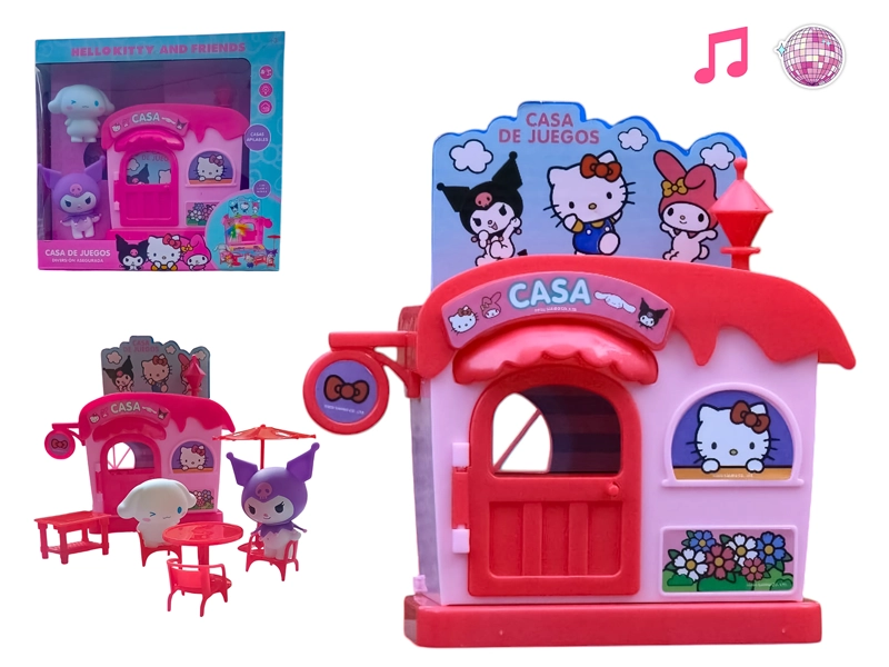 CASA JUGUETE NIÑA KUROMI Y CINNAMOROLL HELLO KITTY CON LUCES Y SONIDO CON ACCESORIOS INTERACTIVA - 1