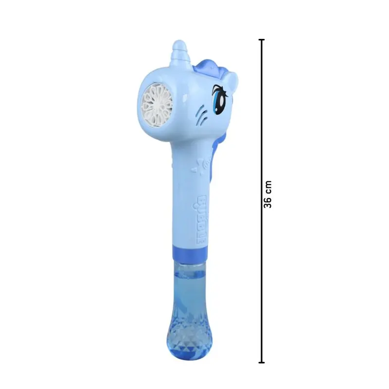 PISTOLA BURBUJAS UNICORNIO JUGUETE GENERADOR BURBUJAS CON LUZ Y MÚSICA 2 COLORES 4 AA NIÑOS NIÑAS - 2