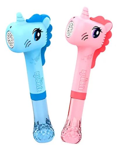 PISTOLA BURBUJAS UNICORNIO JUGUETE GENERADOR BURBUJAS CON LUZ Y MÚSICA 2 COLORES 4 AA NIÑOS NIÑAS - 5