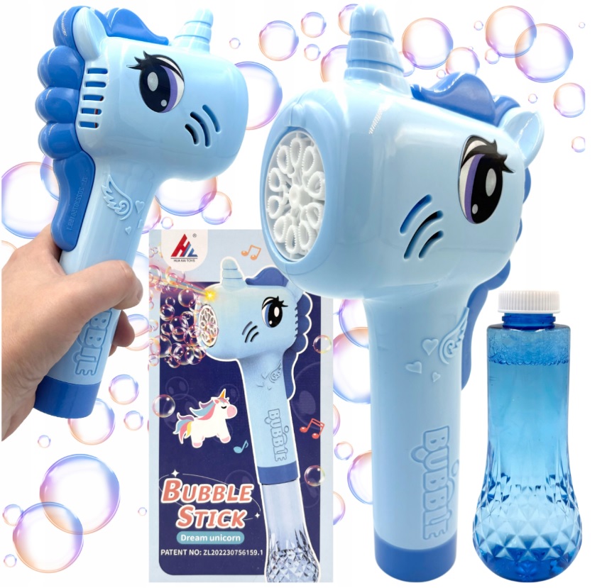 JUGUETE MÁQUINA DE BURBUJAS UNICORNIO 36 CM CON BOTELLA INCLUIDA NIÑOS 3+ - 7