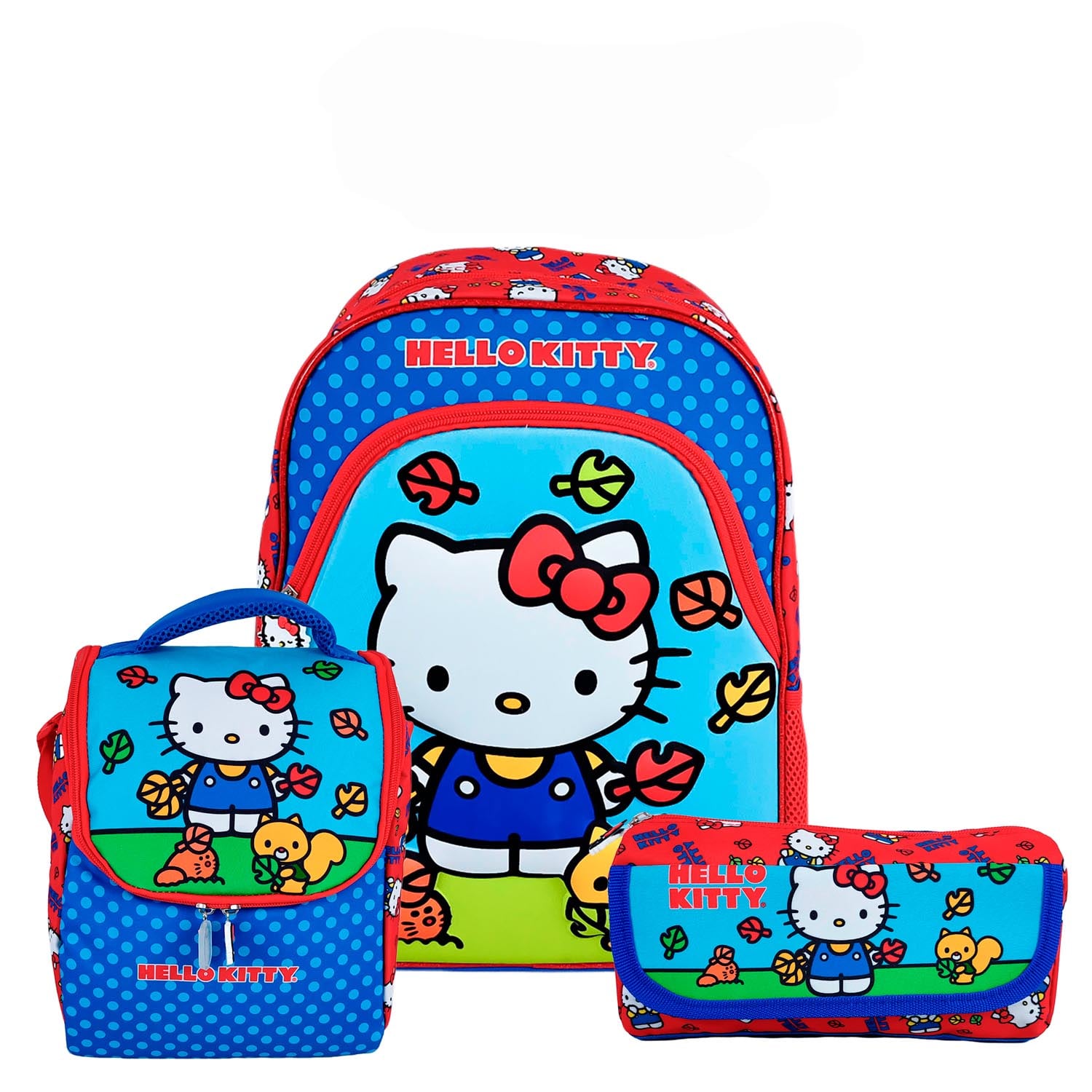SET MOCHILA HELLO KITTY OFICIO ESPALDA + LONCHERA+ CARTUCHERA DELUXE 3 PIEZAS - 1
