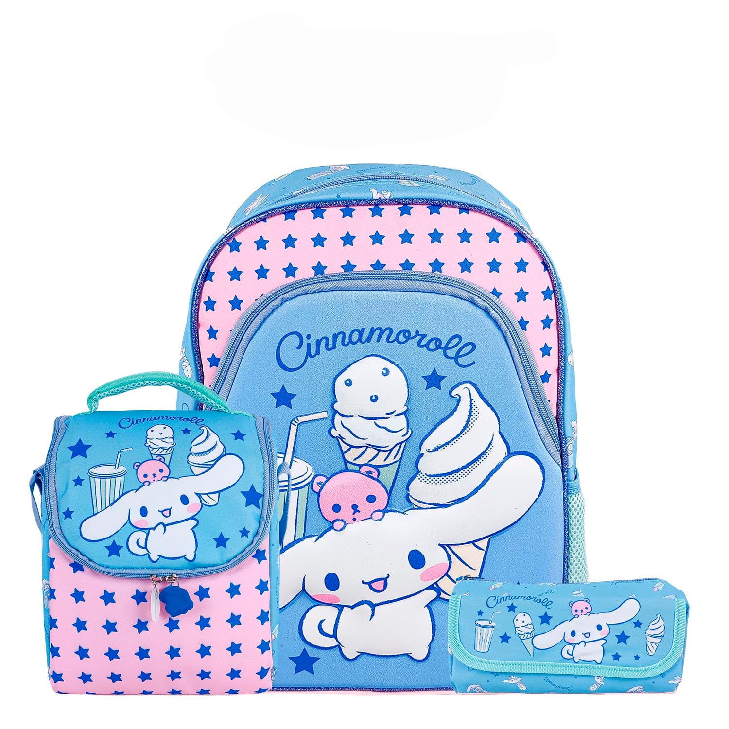 SET MOCHILA HELLO KITTY OFICIO ESPALDA LONCHERA CARTUCHERA DELUXE EVA 3D - 1