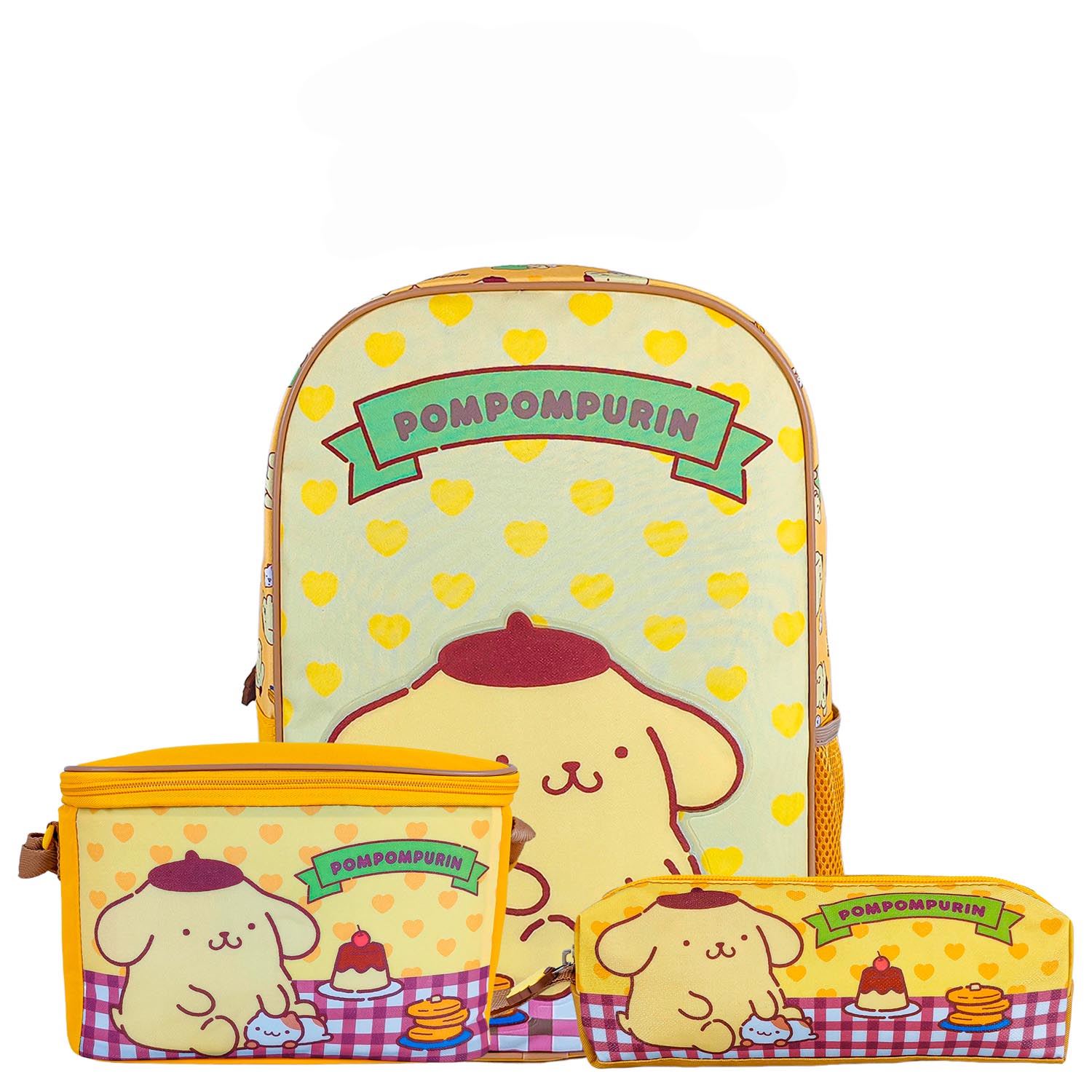 SET MOCHILA POMPOMPURIN OFICIO MALETA NIÑA SCOOL KOMBAT + LONCHERA + CARTUCHERA - 1