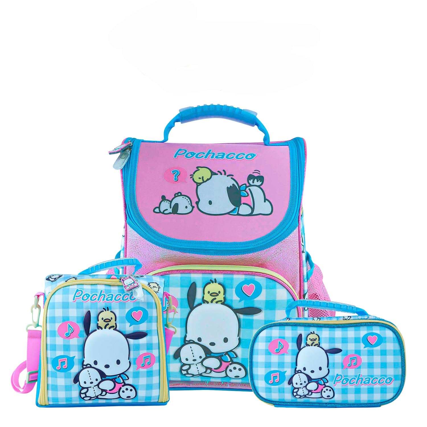 SET MOCHILA POCHACCO MALETA ESPALDA NIÑA OFICIO SCOOL KOMBAT LONCHERA CARTUCHERA KAWAII - 1