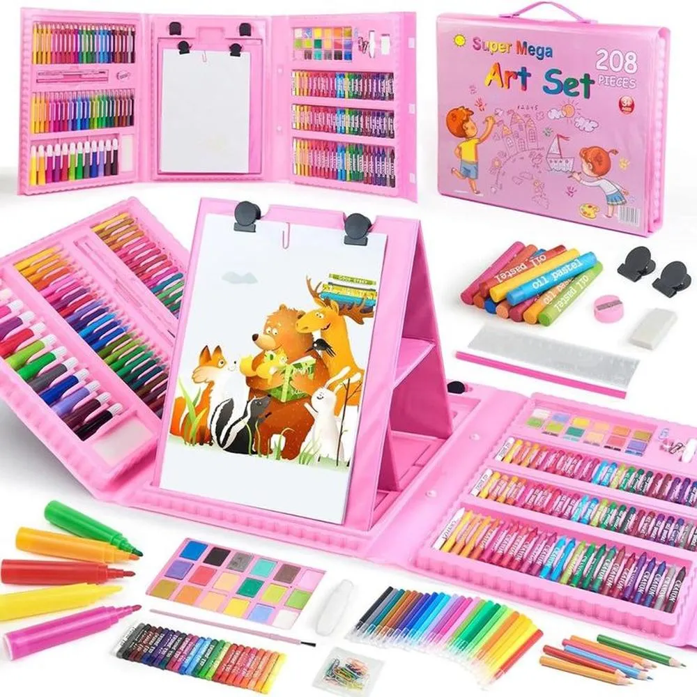 SET ARTE NIÑAS PLUMONES COLORES ACUARELAS KIT ARTÍSTICO NIÑO INFANTIL 208 PIEZAS - 4