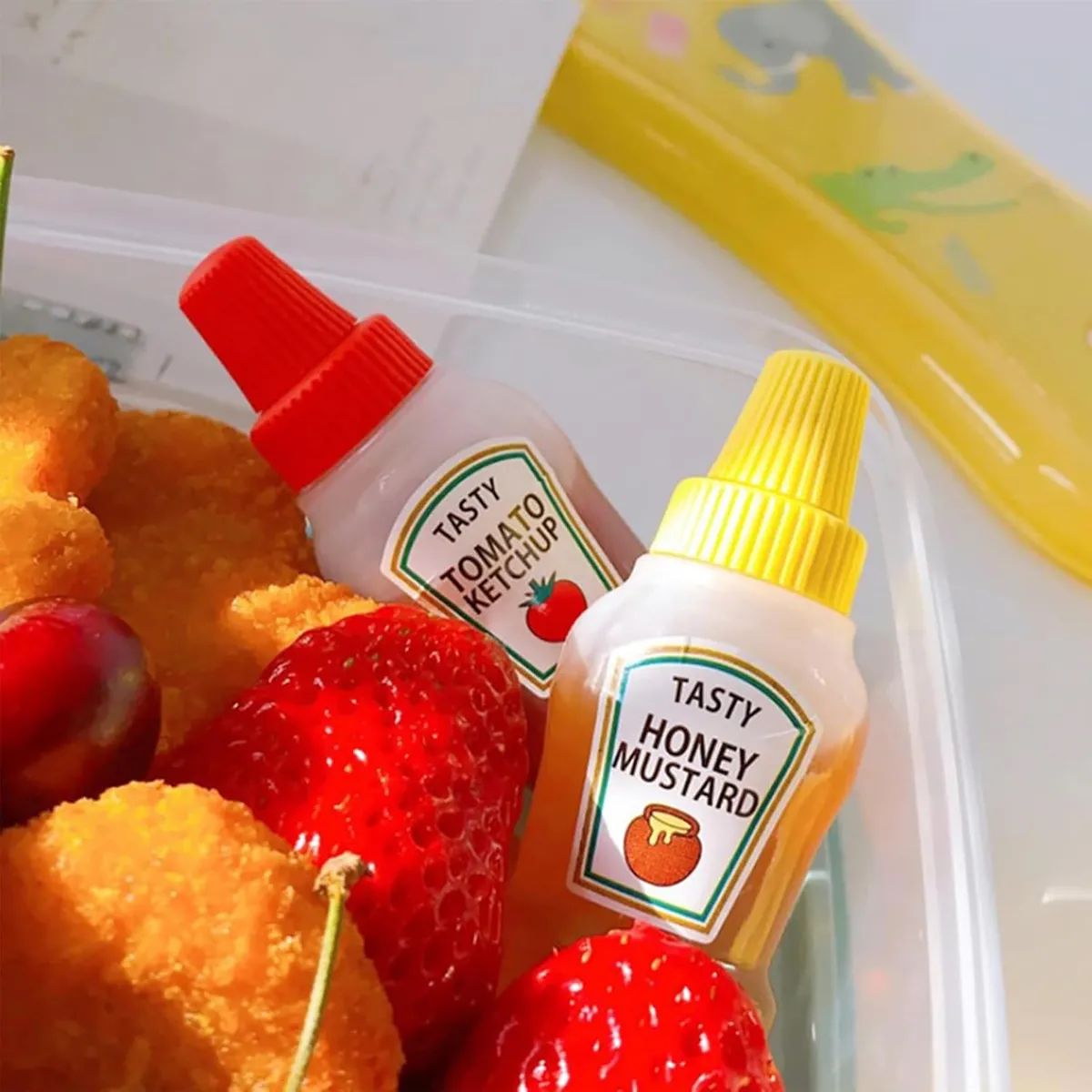 BOTELLA RECIPIENTE LONCHERA PARA SALSAS CREMAS CONDIMENTOS MINI DISPENSADOR SALSA COCINA - 6