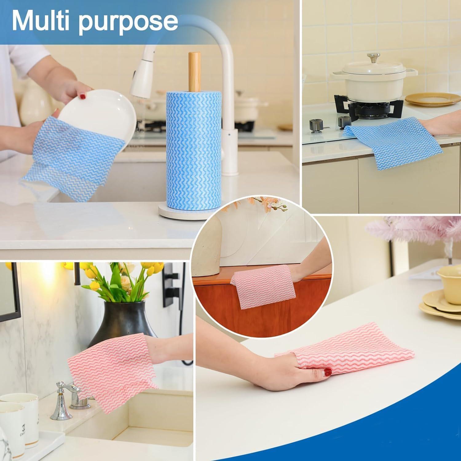 PAÑO LIMPIEZA MULTIUSOS COCINA PAÑITOS ABSORBENTES Y REUTILIZABLES LIMPIADOR 50 PAÑOS ROLLO - 5