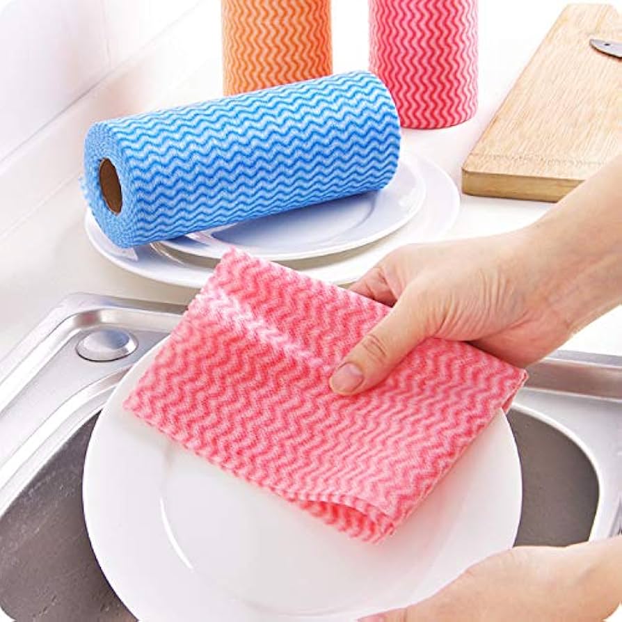 PAÑO LIMPIEZA MULTIUSOS COCINA PAÑITOS ABSORBENTES Y REUTILIZABLES LIMPIADOR 50 PAÑOS ROLLO - 6