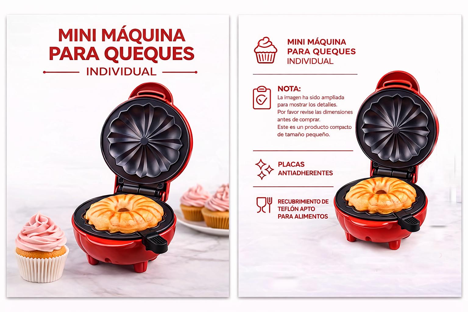 MINI KEKERA QUEQUES MAQUINA MINI KEKES CAKES ELÉCTRICA ANTIAHERENTE POSTRES COCINA RÁPIDA - 8