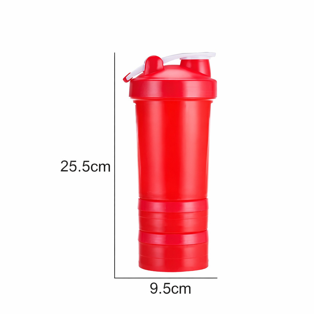 TOMATODO SHAKER DEPORTIVO BOTELLA MEZCLADOR PROTEINA COMPARTIMENTOS PORTÁTIL GYM 600 ML - 4