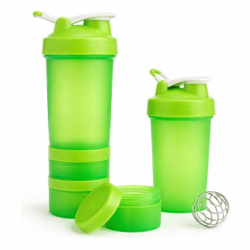 TOMATODO SHAKER DEPORTIVO BOTELLA MEZCLADOR PROTEINA COMPARTIMENTOS PORTÁTIL GYM 600 ML - 5