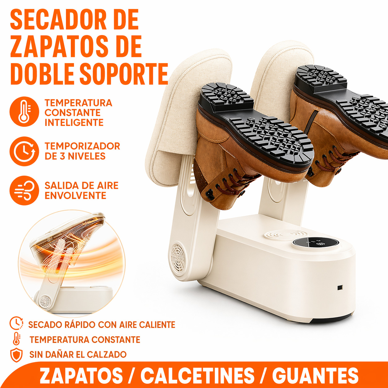 SECADOR ZAPATOS ZAPATILLAS ELÉCTRICO PLEGABLE PORTATIL TEMPORIZADOR ANTIHUMEDAD - 1
