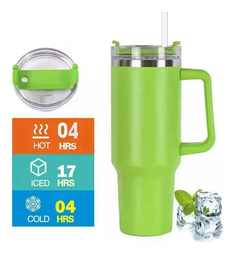 TERMO VASO TERMICO 40 OZ MUG TUMBLER ACERO INOXIDABLE MANTIENE FRÍO 24H VERDE - 1