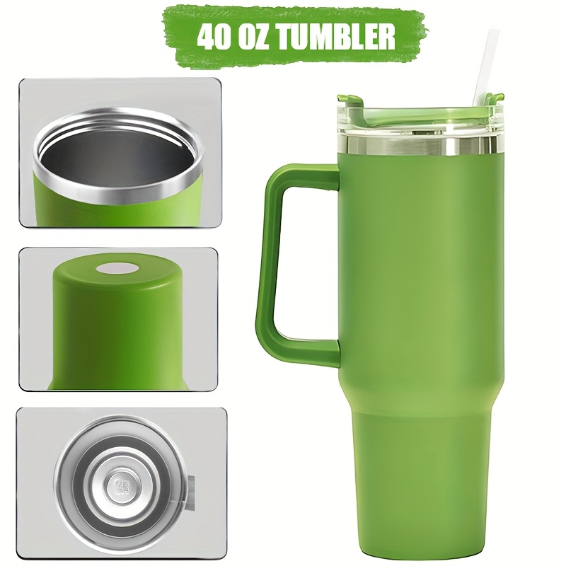 TERMO VASO TERMICO 40 OZ MUG TUMBLER ACERO INOXIDABLE MANTIENE FRÍO 24H VERDE - 3