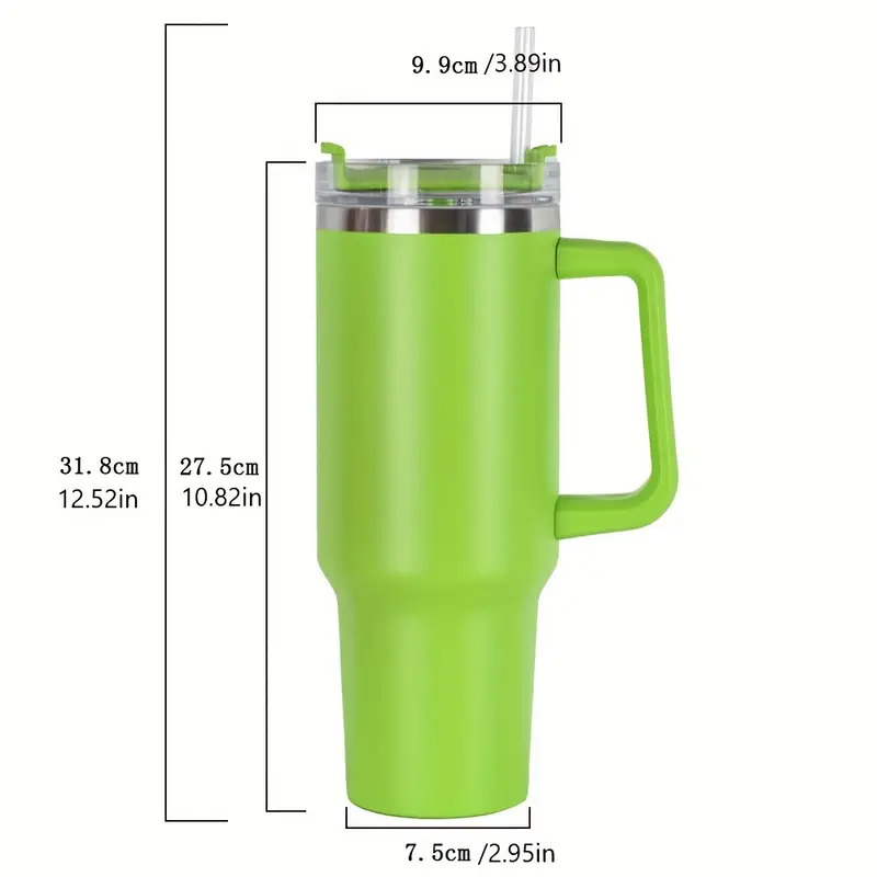 TERMO VASO TERMICO 40 OZ MUG TUMBLER ACERO INOXIDABLE MANTIENE FRÍO 24H VERDE - 5