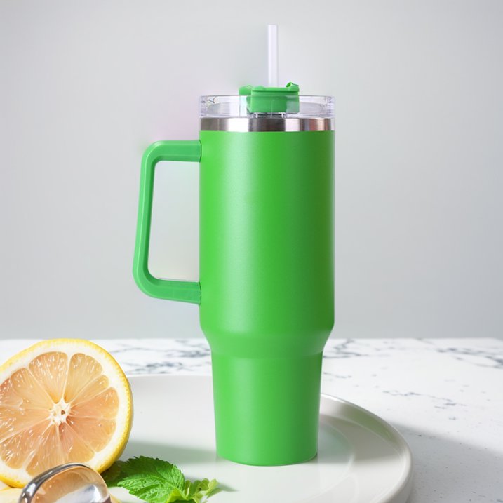 TERMO VASO TERMICO 40 OZ MUG TUMBLER ACERO INOXIDABLE MANTIENE FRÍO 24H VERDE - 7