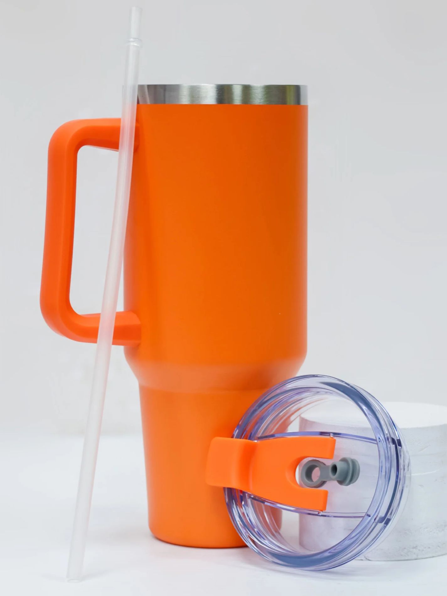 TERMO VASO TERMICO 40 OZ MUG TUMBLER ACERO INOXIDABLE MANTIENE FRÍO 24H NARANJA - 2