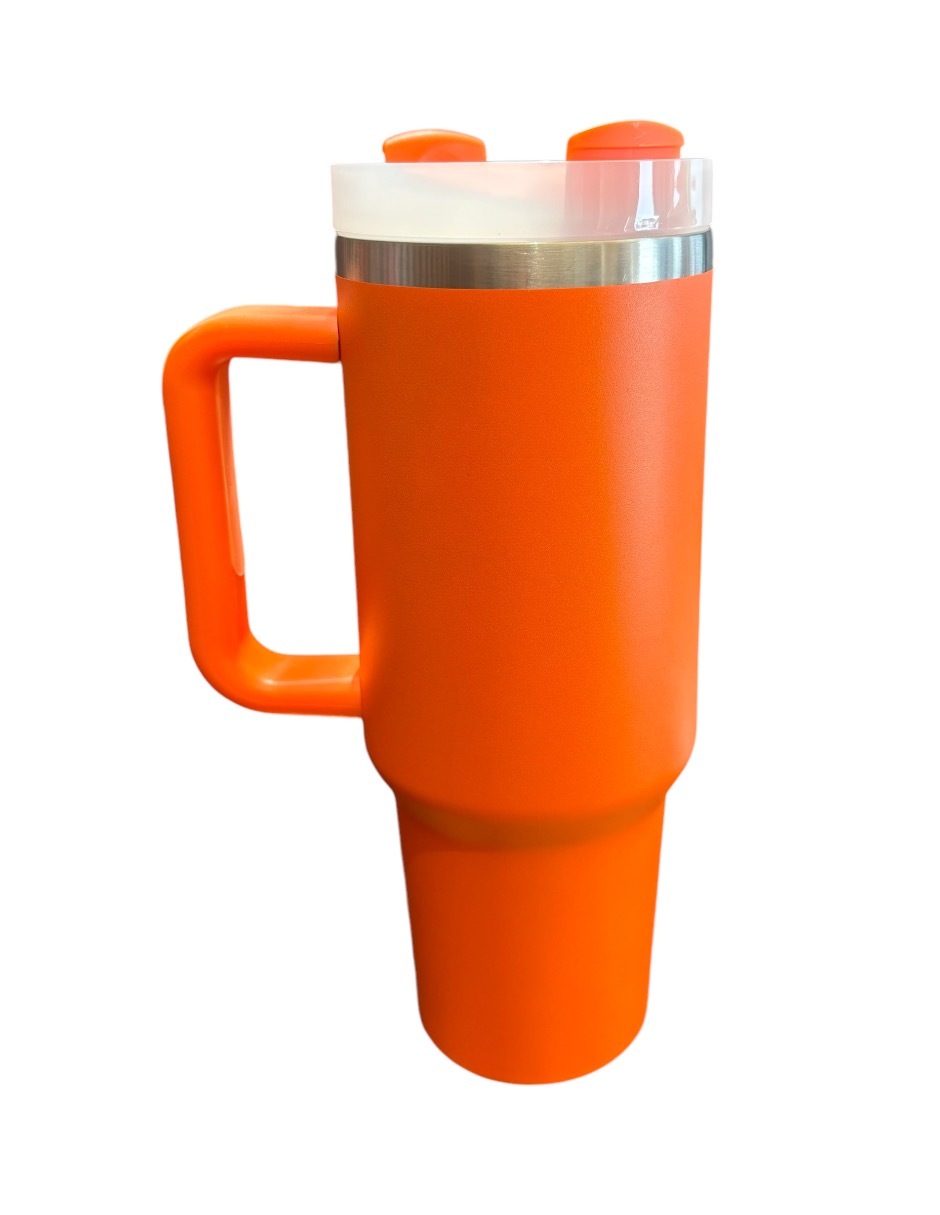 TERMO VASO TERMICO 40 OZ MUG TUMBLER ACERO INOXIDABLE MANTIENE FRÍO 24H NARANJA - 6