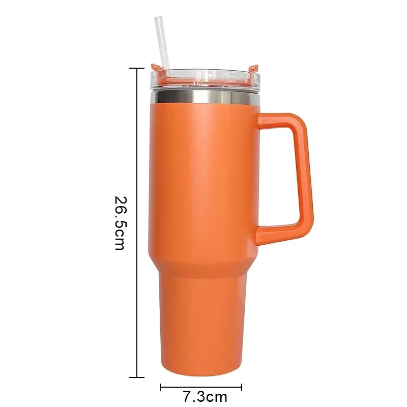 TERMO VASO TERMICO 40 OZ MUG TUMBLER ACERO INOXIDABLE MANTIENE FRÍO 24H NARANJA - 7