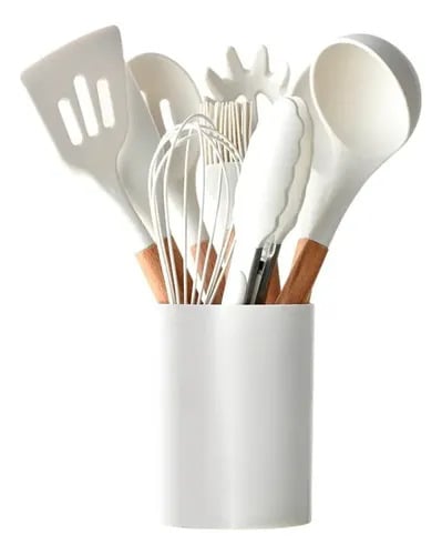SET UTENSILIOS DE COCINA REPOSTERIA MINI 12 PIEZAS SILICONA Y MADERA - 1