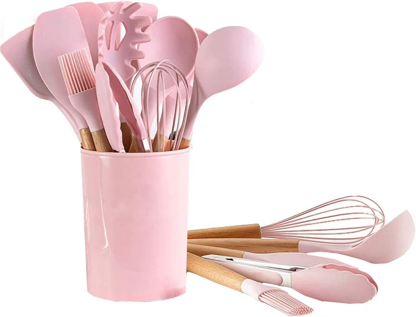 SET UTENSILIOS DE COCINA MINI 12 PIEZAS SILICONA Y MADERA PARA REPOSTERIA - 4