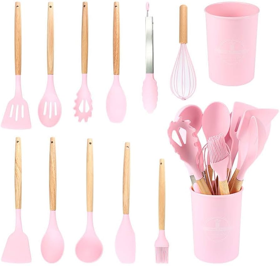 SET UTENSILIOS DE COCINA MINI 12 PIEZAS SILICONA Y MADERA PARA REPOSTERIA - 5