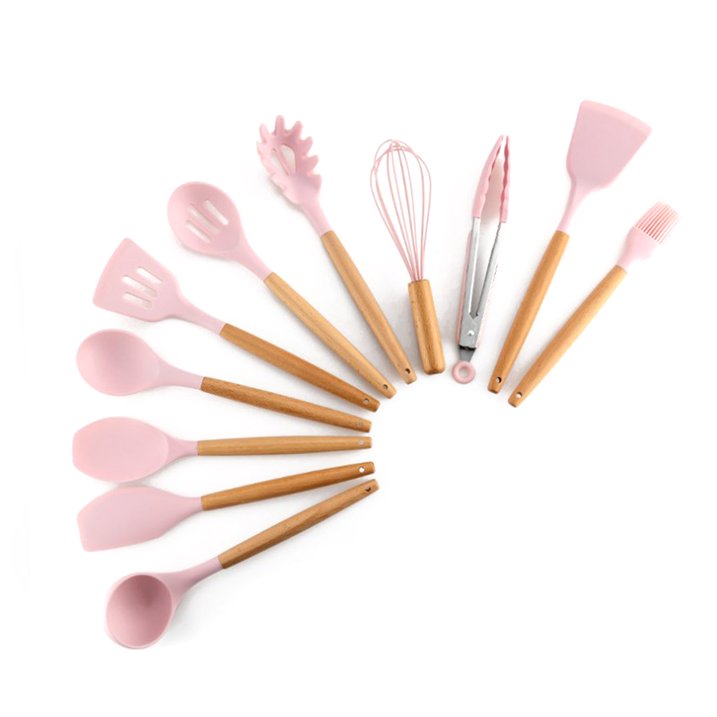 SET UTENSILIOS DE COCINA MINI 12 PIEZAS SILICONA Y MADERA PARA REPOSTERIA - 6