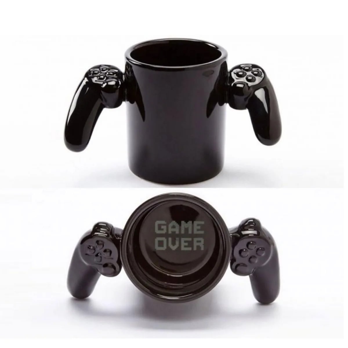 TAZA GAMER MUG GAME OVER CERÁMICA CON CONTROL NEGRO 400 ML - 1