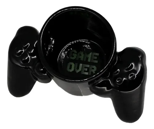 TAZA GAMER MUG GAME OVER CERÁMICA CON CONTROL NEGRO 400 ML - 6