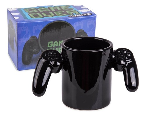 TAZA GAMER MUG GAME OVER CERÁMICA CON CONTROL NEGRO 400 ML - 8