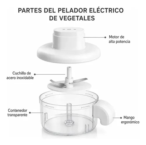 PELADOR ELÉCTRICO AUTOMÁTICO DE FRUTAS Y VERDURAS RECARGABLE USB-C PORTÁTIL - 3