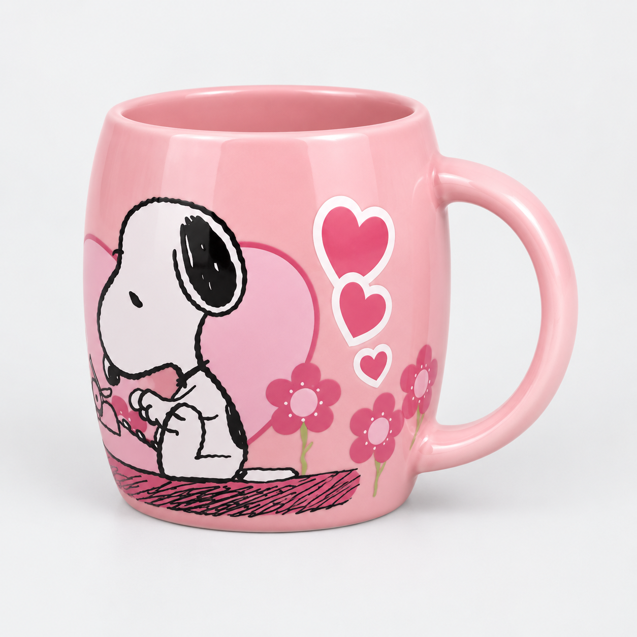 TAZA SNOOPY PEANUTS ROSA 400 ML CERAMICA 3D - MUG CORAZONES - 2