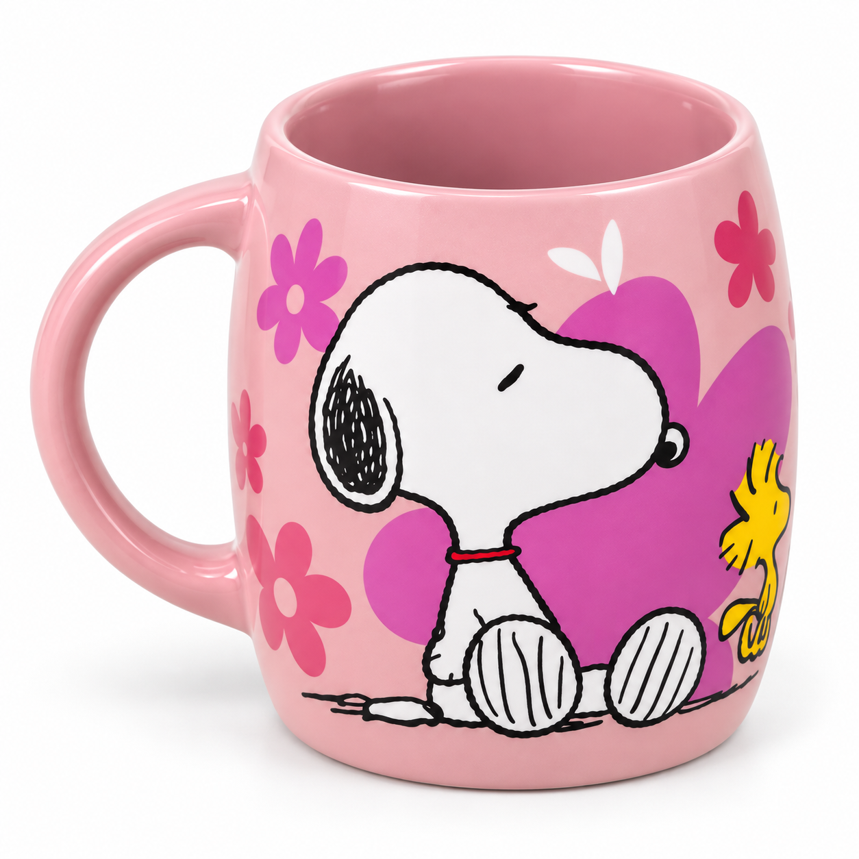 TAZA SNOOPY PEANUTS ROSA CON WOODSTOCK DE CERÁMICA 3D - 4