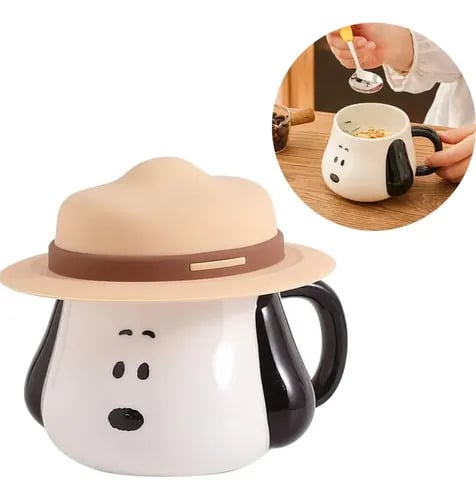TAZA SNOOPY 500 ML DE CERÁMICA CON TAPA SOMBRERO 3D - 10