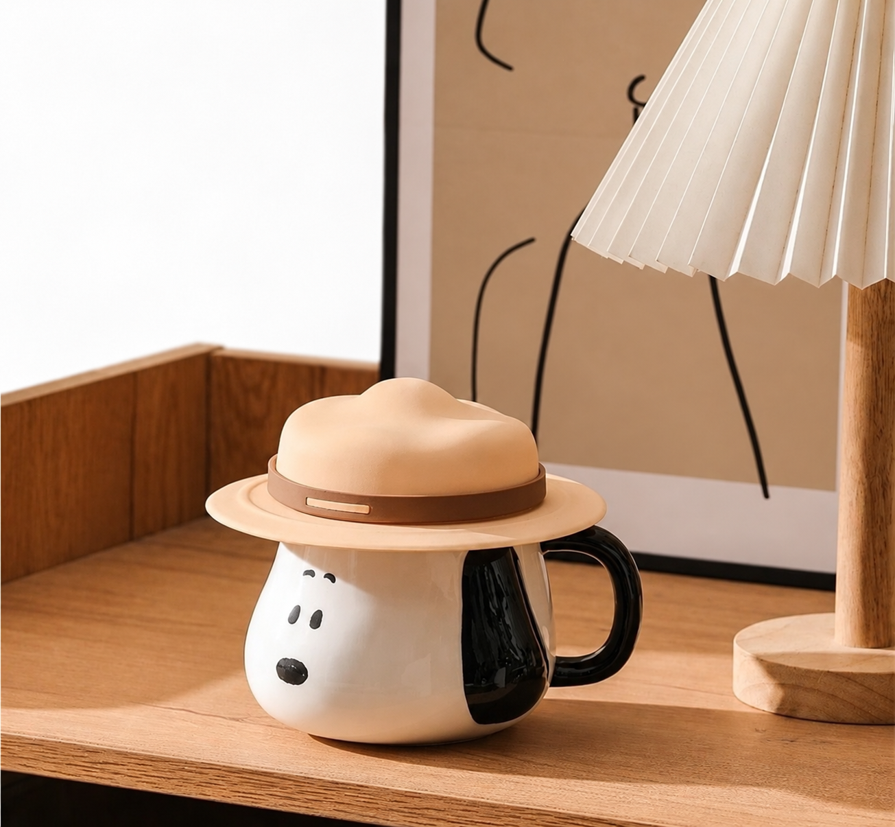 TAZA SNOOPY 500 ML DE CERÁMICA CON TAPA SOMBRERO 3D - 5