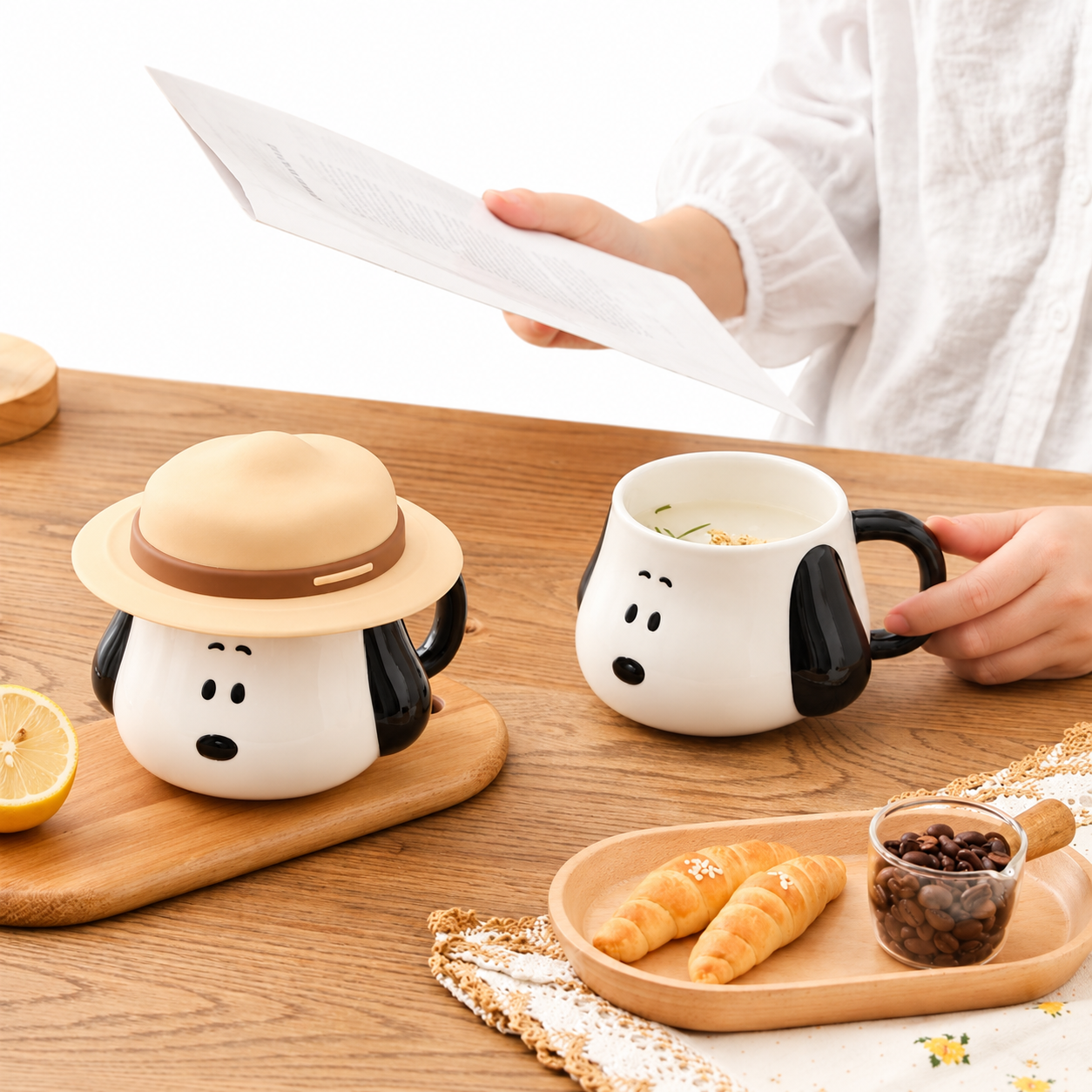 TAZA SNOOPY 500 ML DE CERÁMICA CON TAPA SOMBRERO 3D - 6