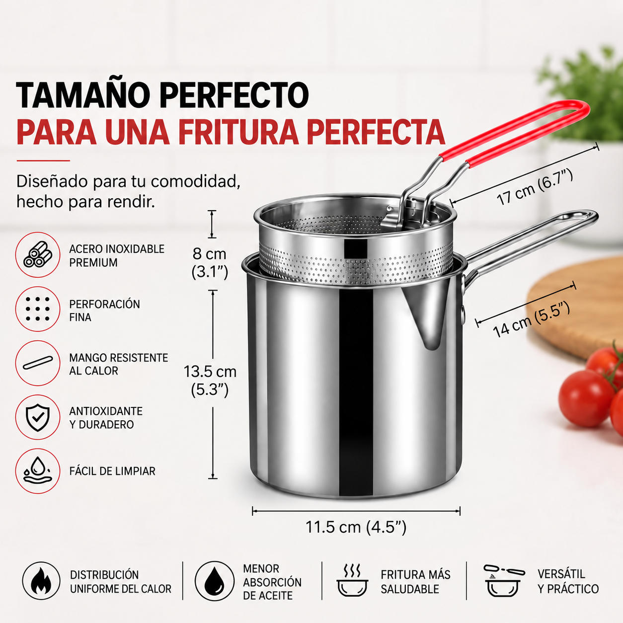 OLLA FREIDORA 2 EN 1 ACERO INOXIDABLE CON CANASTILLA Y TAPA - 2