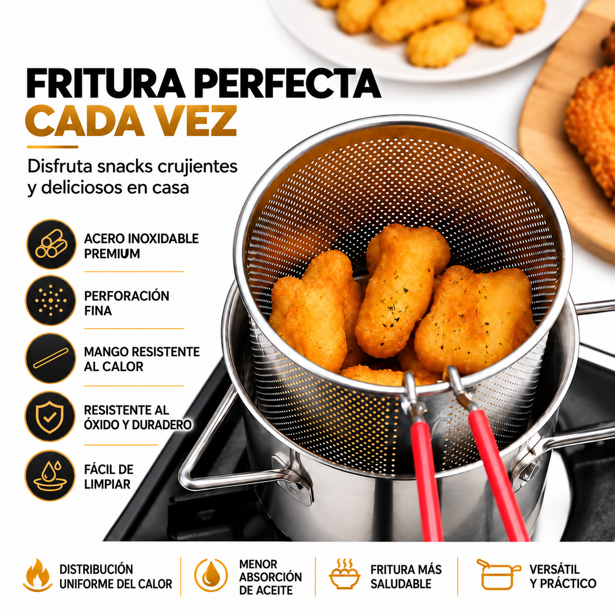 OLLA FREIDORA 2 EN 1 ACERO INOXIDABLE CON CANASTILLA Y TAPA - 3