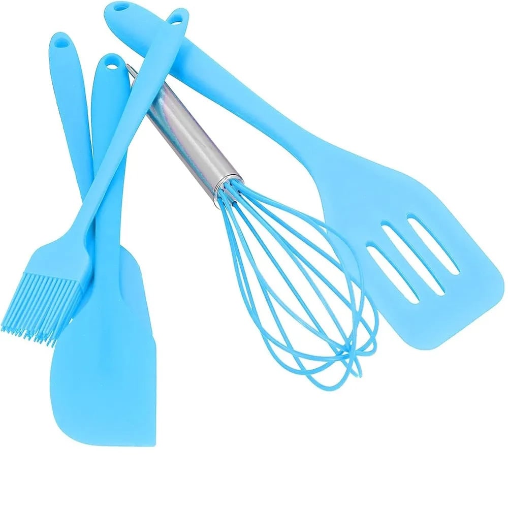 SET UTENSILIOS DE COCINA Y REPOSTERÍA SILICONA ESPÁTULAS BATIDOR Y BROCHA 5 PIEZAS - 2